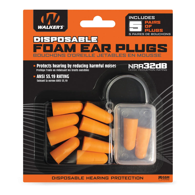 Walker's Foam Ear Plugs 5-Pack Blister - Hoplite Armor