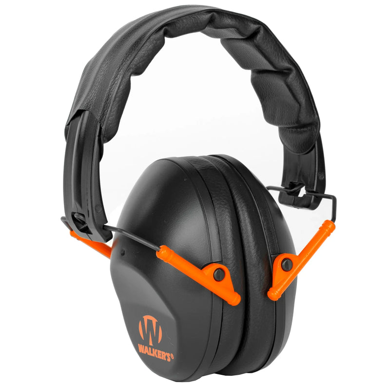 Walker's Pro Folding Ear Muff Black Orange - Hoplite Armor