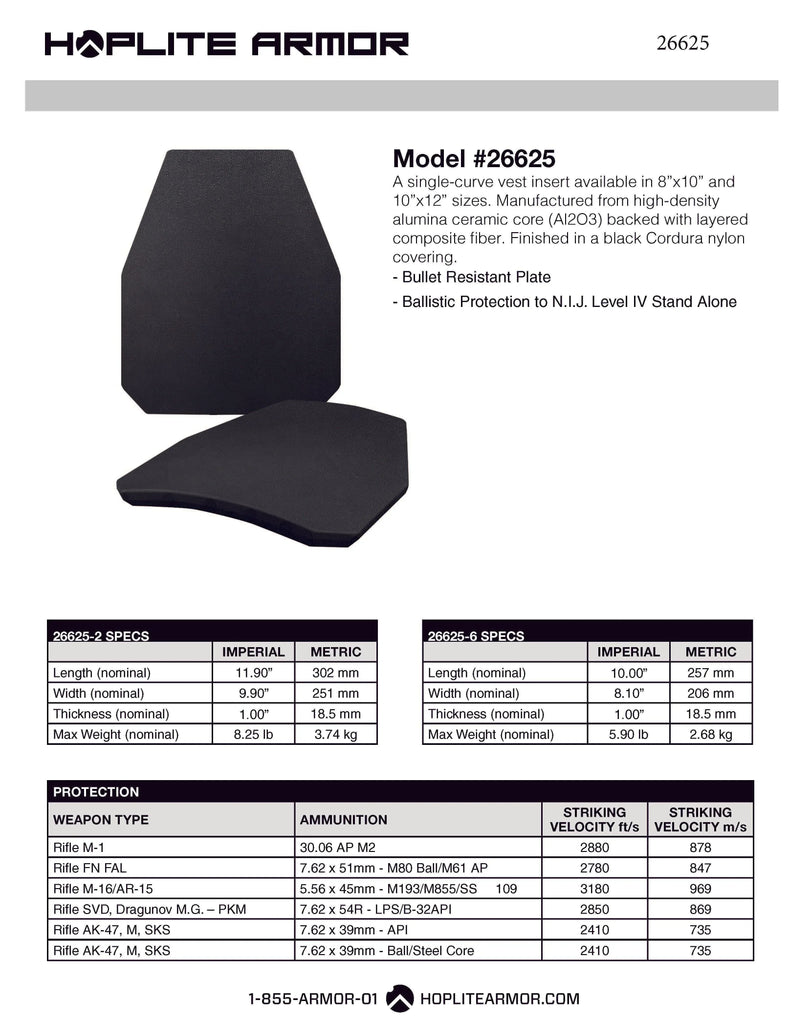 Body Armor Swimmer Plate Level IV - Hoplite Armor