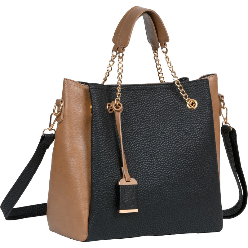 Bulldog Tote Purse with Holster Black Tan - Hoplite Armor