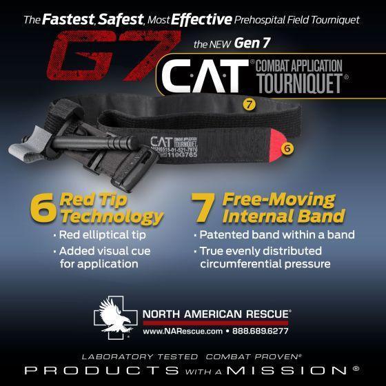 CAT Gen 7 Combat Application Tourniquet with red tip technology and free-moving internal band