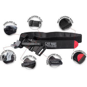 CAT Tourniquet with windlass rod, stabilization plate, and red tip technology for tactical medical use