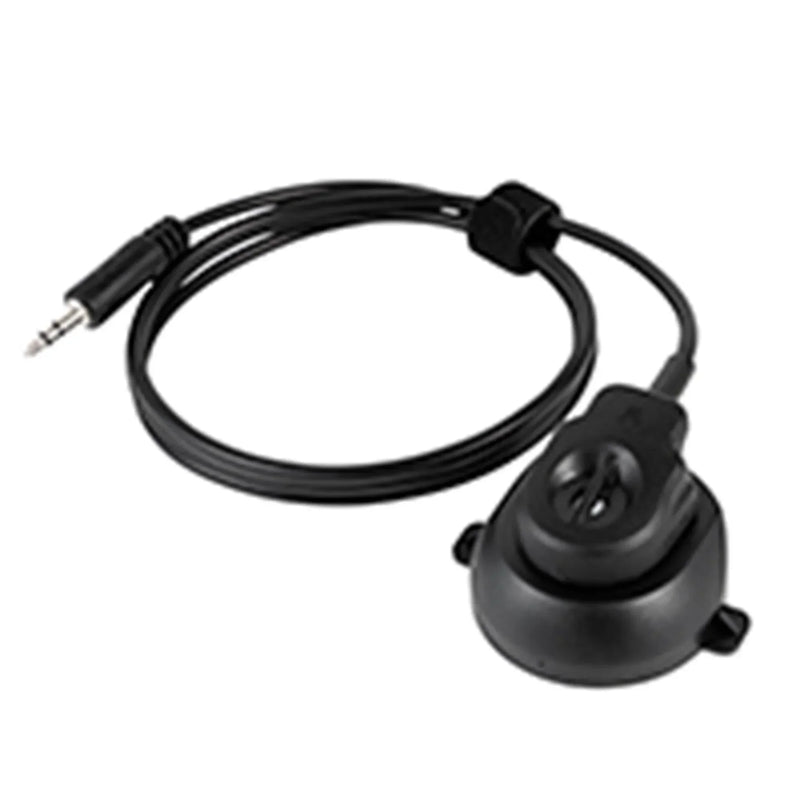 Black tactical audio adapter cable with 3.5mm jack and suction mount
