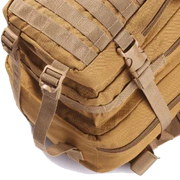 Tan tactical plate carrier with MOLLE webbing and adjustable straps for NIJ-certified body armor