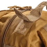 Tan tactical bag with zipper and webbing straps, ideal for military or law enforcement gear storage
