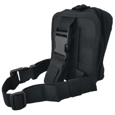 Black tactical pouch with adjustable straps for body armor carriers, ideal for military or law enforcement gear