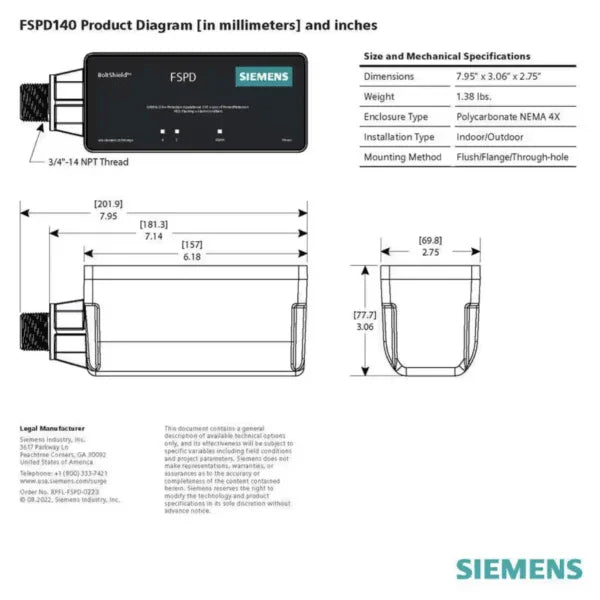Siemens BoltShield FSPD140 Level 2 with Mounting Bracket - Hoplite Armor