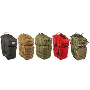 Tactical medical backpacks in black, tan, green, red, camo — MOLLE-compatible for military & law enforcement use