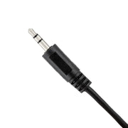 Black 3.5mm audio jack cable connector with metallic tip and rubber grip