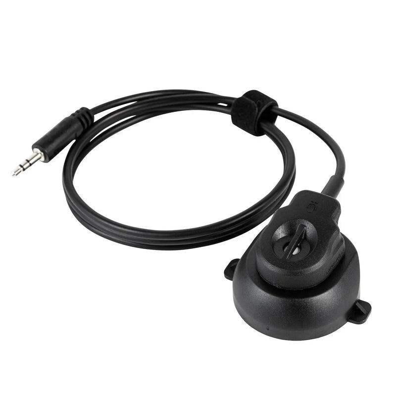 Tactical 3.5mm audio cable with push-to-talk switch for comms gear