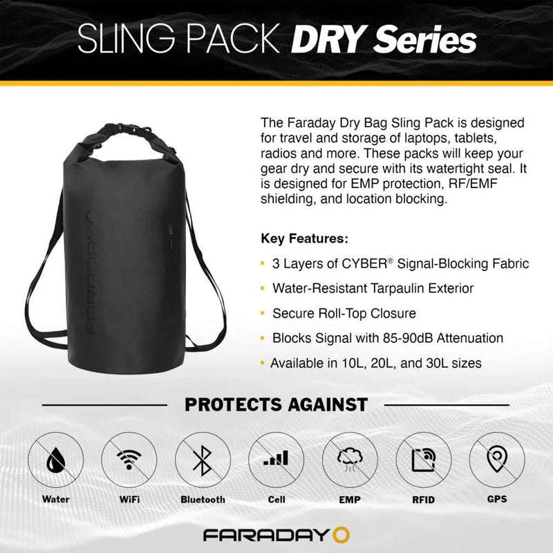 Faraday Dry Bag Sling Pack Stealth Black - Hoplite Armor